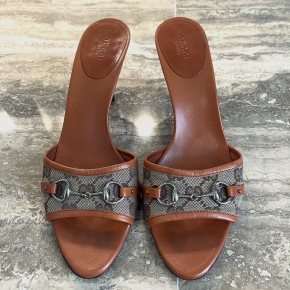 Gucci Shoes - Vintage Gucci Monogram Horsebit Sandals Slide